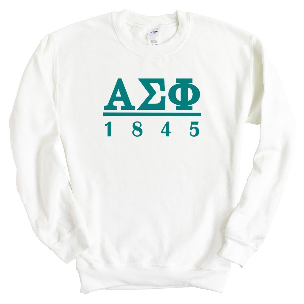 Alpha Sigma Phi Sweatshirt - Alpha Sig Lettered Basic Crewneck Sweatshirt - Kite and Crest