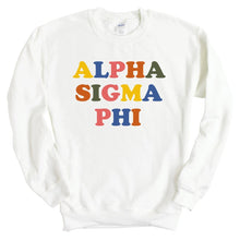 Load image into Gallery viewer, Alpha Sigma Phi Sweatshirt - Alpha Sig Retro Letters Crewneck Sweatshirt - Kite and Crest
