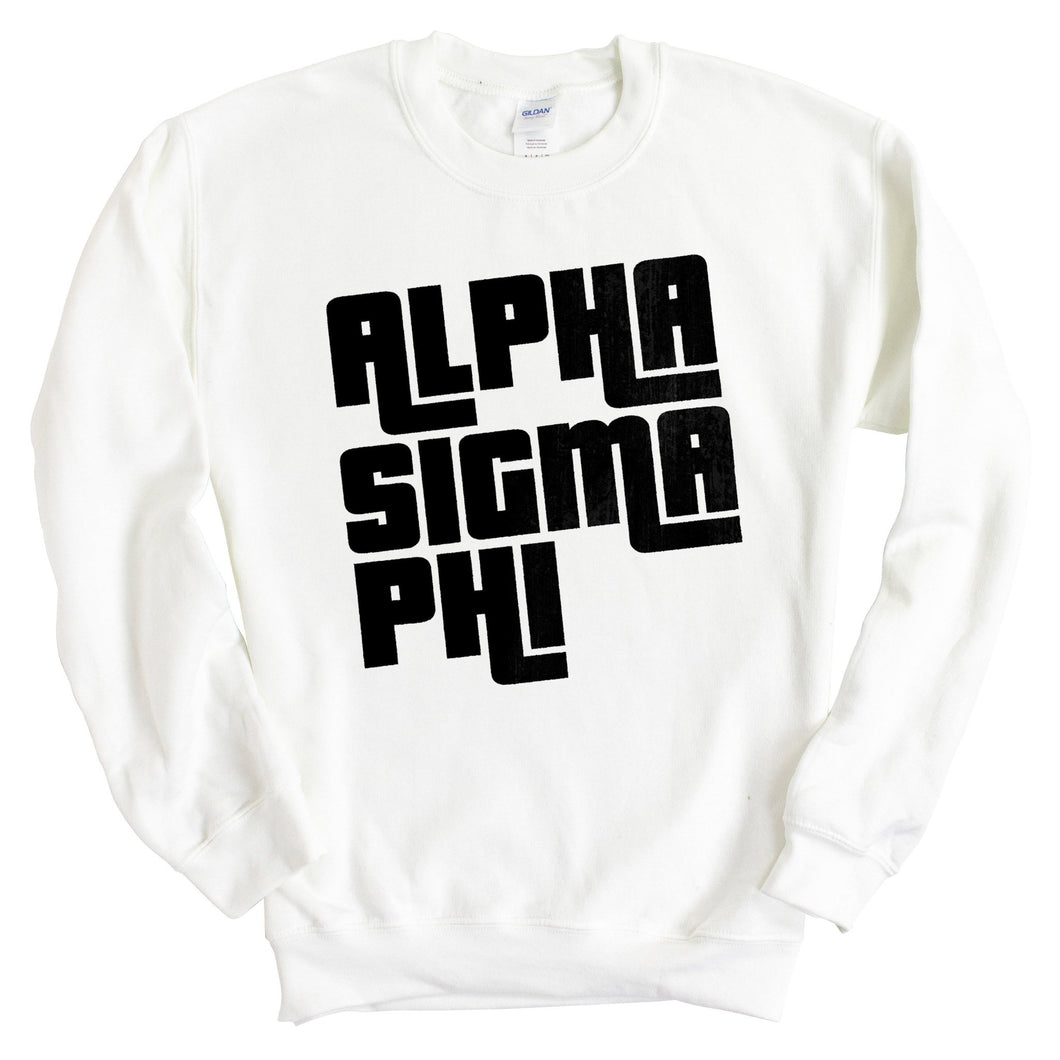 Alpha Sigma Phi Sweatshirt - Alpha Sig Stacked Letters Crewneck Sweatshirt - Kite and Crest