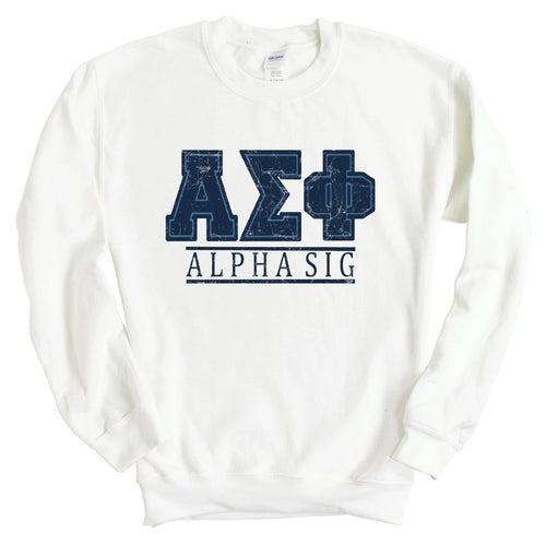 Alpha Sigma Phi Sweatshirt - Alpha Sig Washed Letters Crewneck Sweatshirt - Kite and Crest