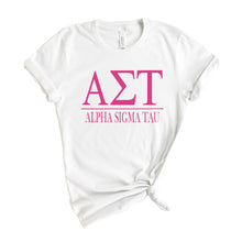 Load image into Gallery viewer, Alpha Sigma Tau Big Letters Sorority T-Shirt - Kite and Crest
