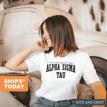 Load image into Gallery viewer, Alpha Sigma Tau Established Sorority T-Shirt - Kite and Crest
