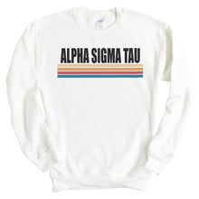 Load image into Gallery viewer, Alpha Sigma Tau Sweatshirt | Alpha Sigma Tau Colorful Stripes Crewneck Sweatshirt | Alpha Sigma Tau Sorority Gift Idea - Kite and Crest
