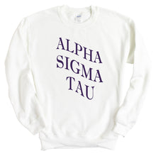 Load image into Gallery viewer, Alpha Sigma Tau Sweatshirt | Alpha Sigma Tau Large and Wavy Letters Crewneck Sweatshirt | Alpha Sigma Tau Sorority Gift Idea - Kite and Crest
