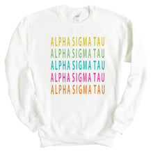 Load image into Gallery viewer, Alpha Sigma Tau Sweatshirt - Alpha Tau Modern Stacked Crewneck Sweatshirt - Kite and Crest
