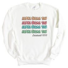 Load image into Gallery viewer, Alpha Sigma Tau Sweatshirt - Alpha Tau Stencil Crewneck Sweatshirt - Kite and Crest
