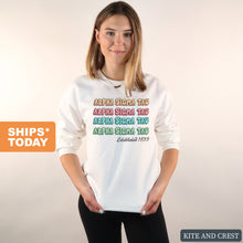 Load image into Gallery viewer, Alpha Sigma Tau Sweatshirt - Alpha Tau Stencil Crewneck Sweatshirt - Kite and Crest
