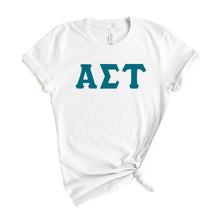 Load image into Gallery viewer, Alpha Sigma Tau T-Shirt | Alpha Tau Basic Large Letters Shirt | Alpha Sigma Tau Sorority Gift Idea - Kite and Crest
