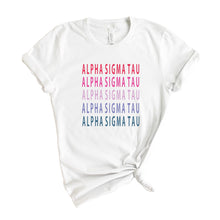 Load image into Gallery viewer, Alpha Sigma Tau T-shirt - Alpha Tau Bright and Stacked Tee - Kite and Crest
