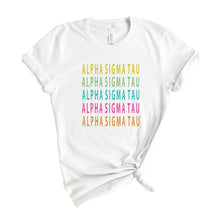 Load image into Gallery viewer, Alpha Sigma Tau T-shirt - Alpha Tau Modern Stacked Tee - Kite and Crest
