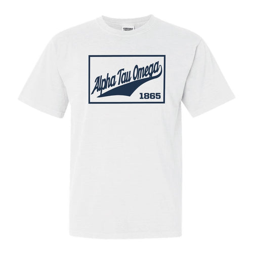 Alpha Tau Omega Comfort Colors T-Shirt - ATO Baseball Boxed Shirt - Kite and Crest
