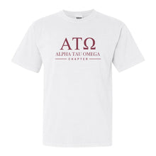 Load image into Gallery viewer, Alpha Tau Omega Comfort Colors T-Shirt - ATO Basic Lined Shirt - Kite and Crest
