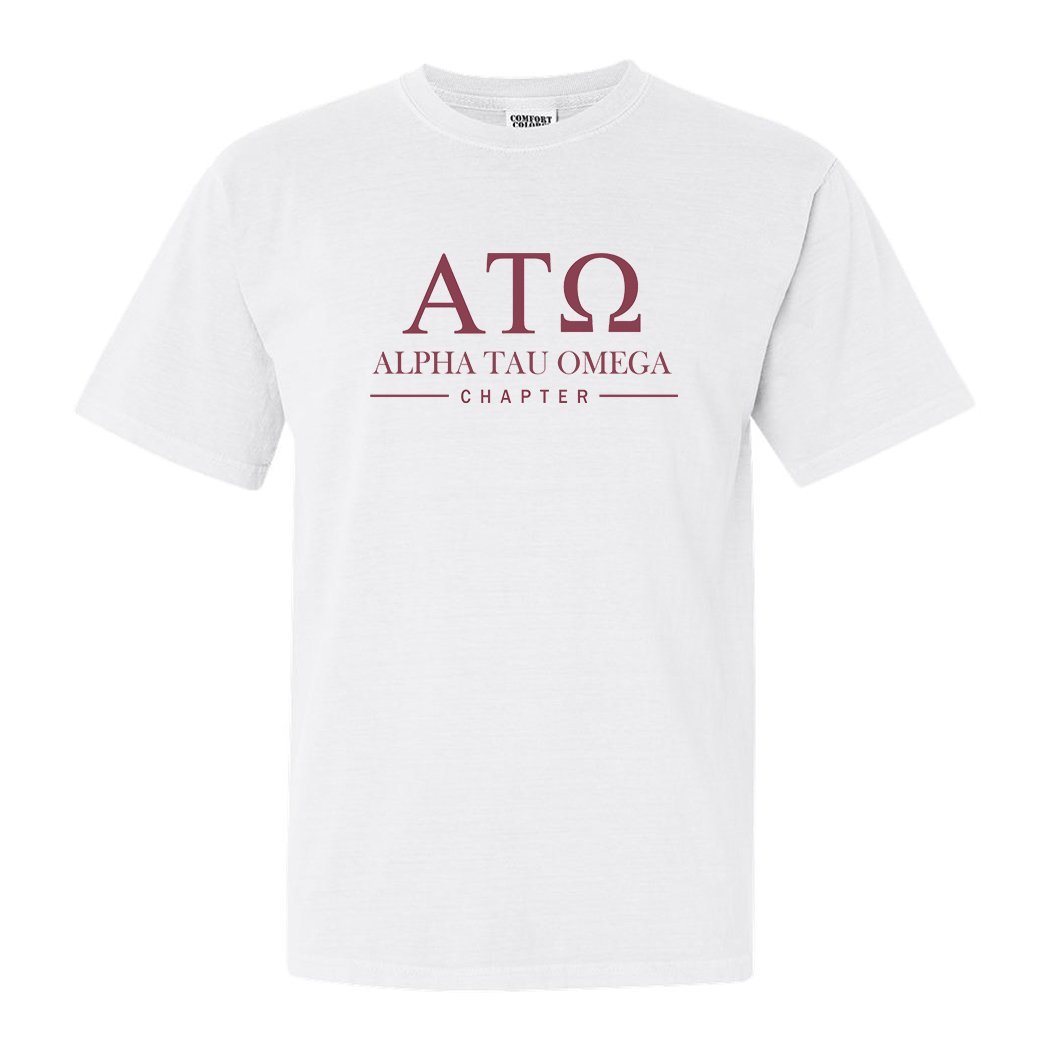 Alpha Tau Omega Comfort Colors T-Shirt - ATO Basic Lined Shirt - Kite and Crest