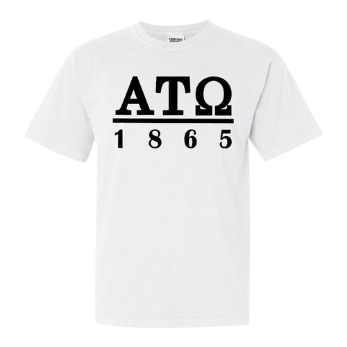 Alpha Tau Omega Comfort Colors T-Shirt - ATO Black Letters Shirt - Kite and Crest