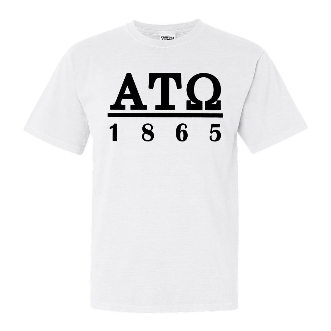 Alpha Tau Omega Comfort Colors T-Shirt - ATO Black Letters Shirt - Kite and Crest