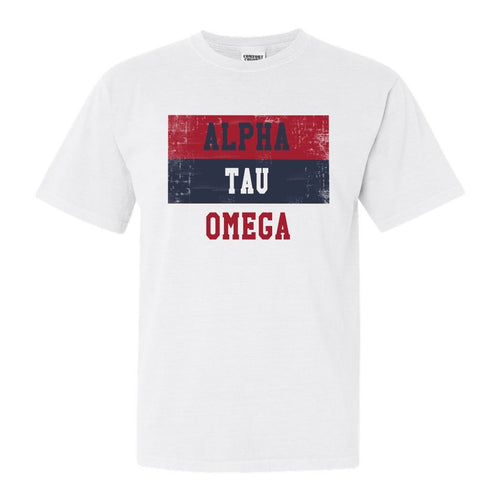 Alpha Tau Omega Comfort Colors T-Shirt - ATO Colorful Stripe Shirt - Kite and Crest