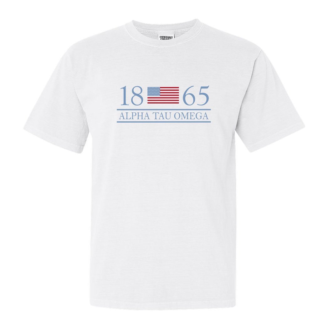Alpha Tau Omega Comfort Colors T-Shirt - ATO Flag Year Shirt - Kite and Crest