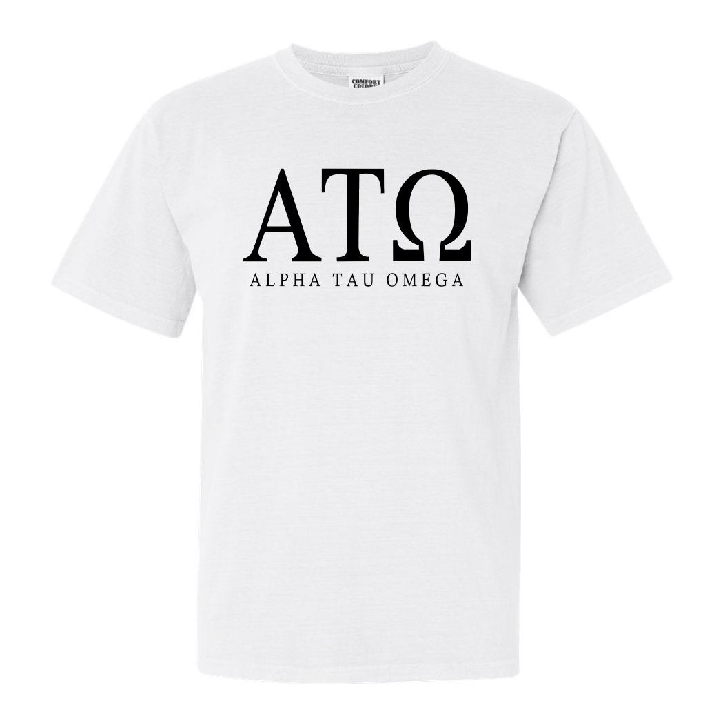 Alpha Tau Omega Comfort Colors T-Shirt - ATO Fraternal Block Shirt - Kite and Crest