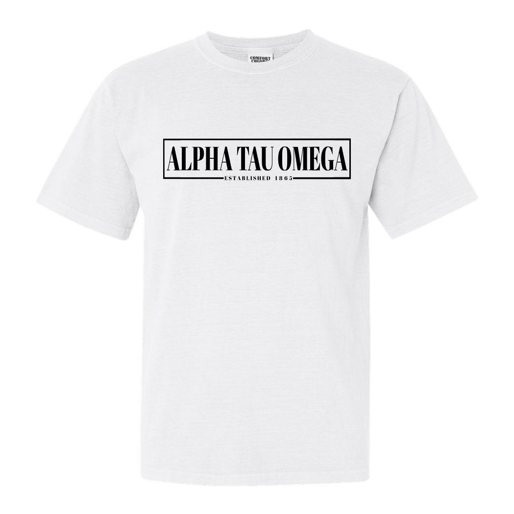 Alpha Tau Omega Comfort Colors T-Shirt - ATO Fraternal Block Shirt - Kite and Crest