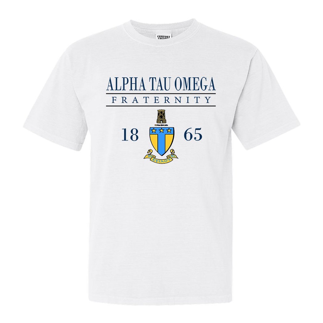 Alpha Tau Omega Comfort Colors T-Shirt - ATO Large Crest Shirt - Kite and Crest