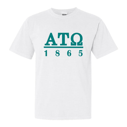 Alpha Tau Omega Comfort Colors T-Shirt - ATO Lettered Basic Shirt - Kite and Crest