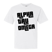 Load image into Gallery viewer, Alpha Tau Omega Comfort Colors T-Shirt - ATO Stacked Letters Shirt - Kite and Crest
