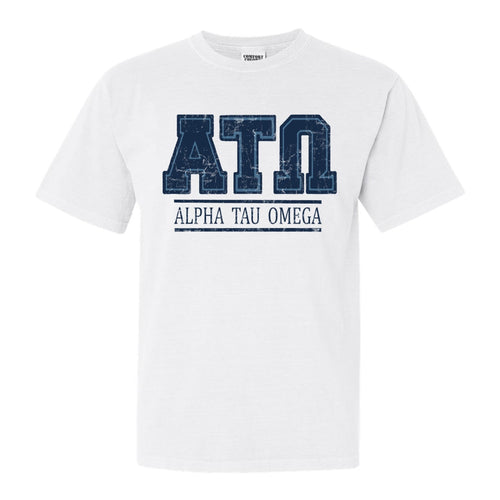 Alpha Tau Omega Comfort Colors T-Shirt - ATO Washed Letters Shirt - Kite and Crest