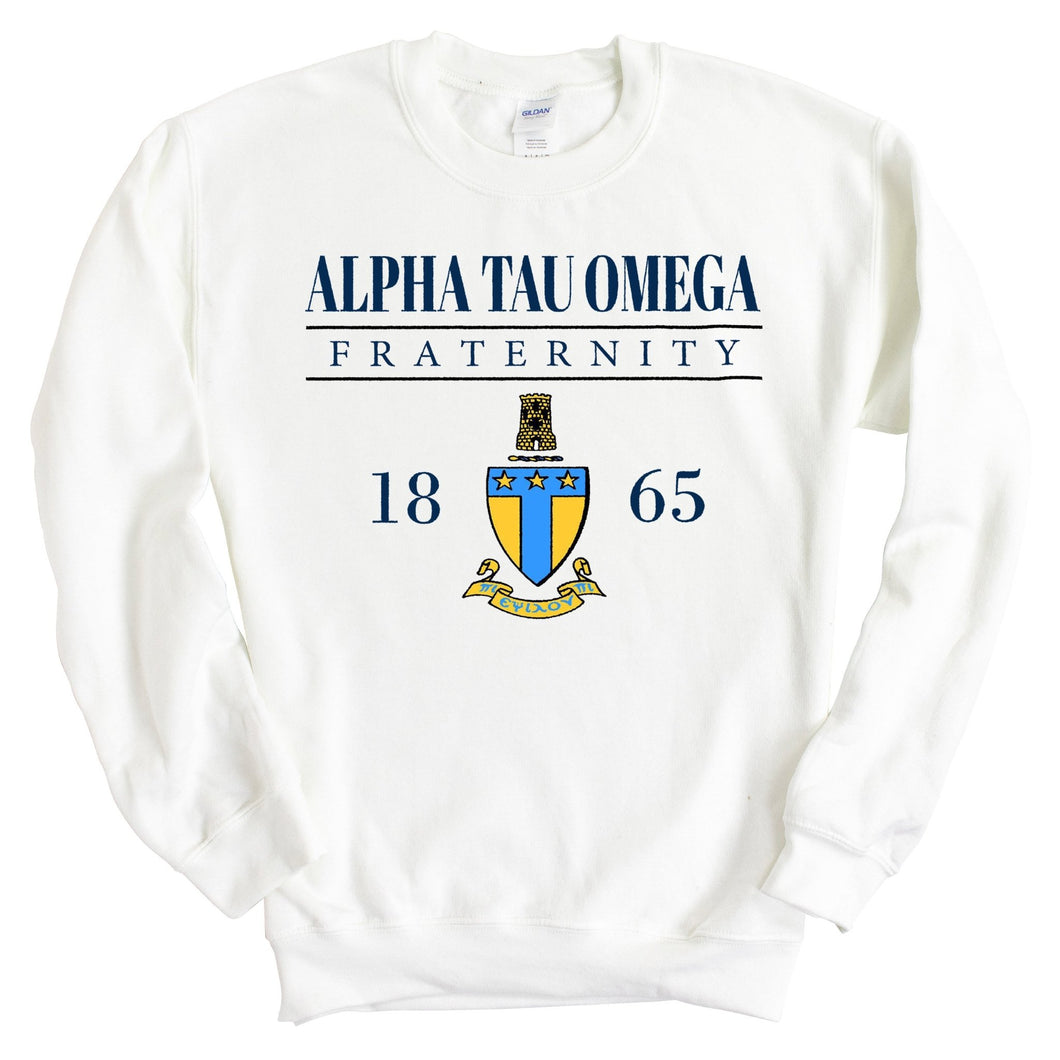 Alpha Tau Omega Sweatshirt - ATO Large Crest Crewneck Sweatshirt - Kite and Crest