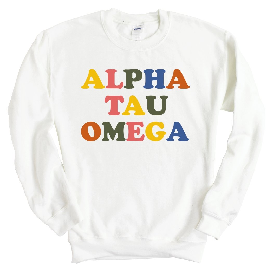 Alpha Tau Omega Sweatshirt - ATO Retro Letters Crewneck Sweatshirt - Kite and Crest