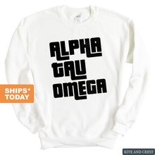 Load image into Gallery viewer, Alpha Tau Omega Sweatshirt - ATO Stacked Letters Crewneck Sweatshirt - Kite and Crest
