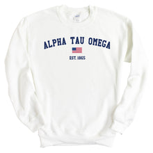 Load image into Gallery viewer, Alpha Tau Omega Sweatshirt - ATO USA Flag Crewneck Sweatshirt - Kite and Crest
