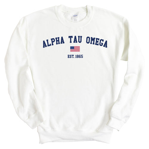 Alpha Tau Omega Sweatshirt - ATO USA Flag Crewneck Sweatshirt - Kite and Crest