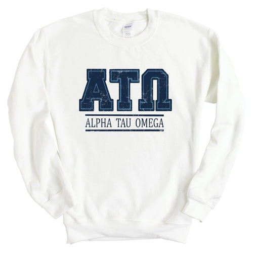 Alpha Tau Omega Sweatshirt - ATO Washed Letters Crewneck Sweatshirt - Kite and Crest