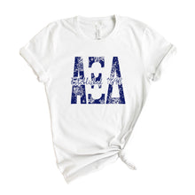 Load image into Gallery viewer, Alpha Xi Delta Blue Floral Sorority T-Shirt - Kite and Crest
