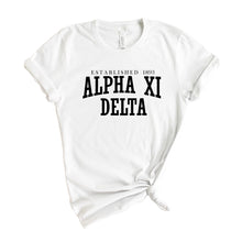 Load image into Gallery viewer, Alpha Xi Delta Established Sorority T-Shirt - Kite and Crest
