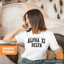 Load image into Gallery viewer, Alpha Xi Delta Established Sorority T-Shirt - Kite and Crest
