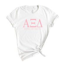 Load image into Gallery viewer, Alpha Xi Delta Pink Letter Sorority T-Shirt - Kite and Crest
