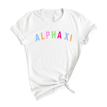 Load image into Gallery viewer, Alpha Xi Delta Rainbow Letter Sorority T-Shirt - Kite and Crest
