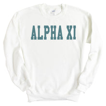 Load image into Gallery viewer, Alpha Xi Delta Sweatshirt - AXID Blue Retro Crewneck Sweatshirt - Kite and Crest
