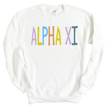 Load image into Gallery viewer, Alpha Xi Delta Sweatshirt - AXID Colorful Lined Crewneck Sweatshirt - Kite and Crest

