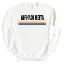 Load image into Gallery viewer, Alpha Xi Delta Sweatshirt | AXID Colorful Stripes Crewneck Sweatshirt | Alpha Xi Delta Sorority Gift Idea - Kite and Crest
