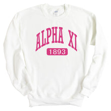 Load image into Gallery viewer, Alpha Xi Delta Sweatshirt | AXID Large Established Crewneck Sweatshirt | Alpha Xi Delta Sorority Gift Idea - Kite and Crest
