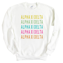 Load image into Gallery viewer, Alpha Xi Delta Sweatshirt - AXID Modern Stacked Crewneck Sweatshirt - Kite and Crest
