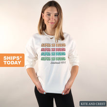Load image into Gallery viewer, Alpha Xi Delta Sweatshirt - AXID Stencil Crewneck Sweatshirt - Kite and Crest
