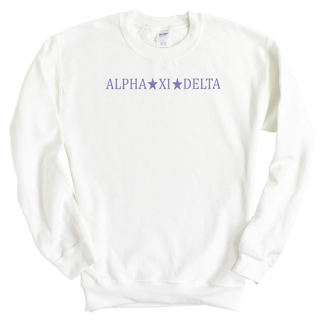 Alpha Xi Delta Sweatshirt - AXID Straight Star Crewneck Sweatshirt - Kite and Crest