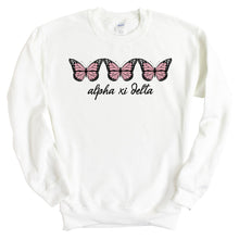 Load image into Gallery viewer, Alpha Xi Delta Sweatshirt - AXID Three Butterflies Crewneck Sweatshirt - Kite and Crest
