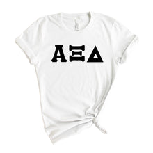 Load image into Gallery viewer, Alpha Xi Delta T-Shirt | AXID Basic Black Letters Shirt | Alpha Xi Delta Sorority Gift Idea - Kite and Crest
