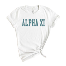 Load image into Gallery viewer, Alpha Xi Delta T-shirt - AXID Blue Retro Tee - Kite and Crest
