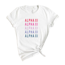 Load image into Gallery viewer, Alpha Xi Delta T-shirt - AXID Bright and Stacked Tee - Kite and Crest
