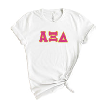 Load image into Gallery viewer, Alpha Xi Delta T-shirt - AXID Cute Letters Tee - Kite and Crest
